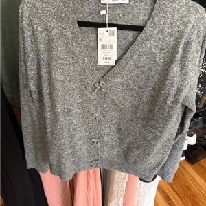 Mango Gray V-Neck Women's Sweater